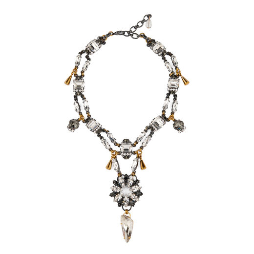 Gold and silver crystal floral necklace by Vicki Sarge